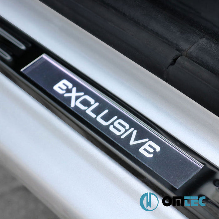 Kapı Eşiği (Işıklı - Exclusive - 45 cmx27 cm) 4 Prç. Paslanmaz Çelik (Siyah) - Universal