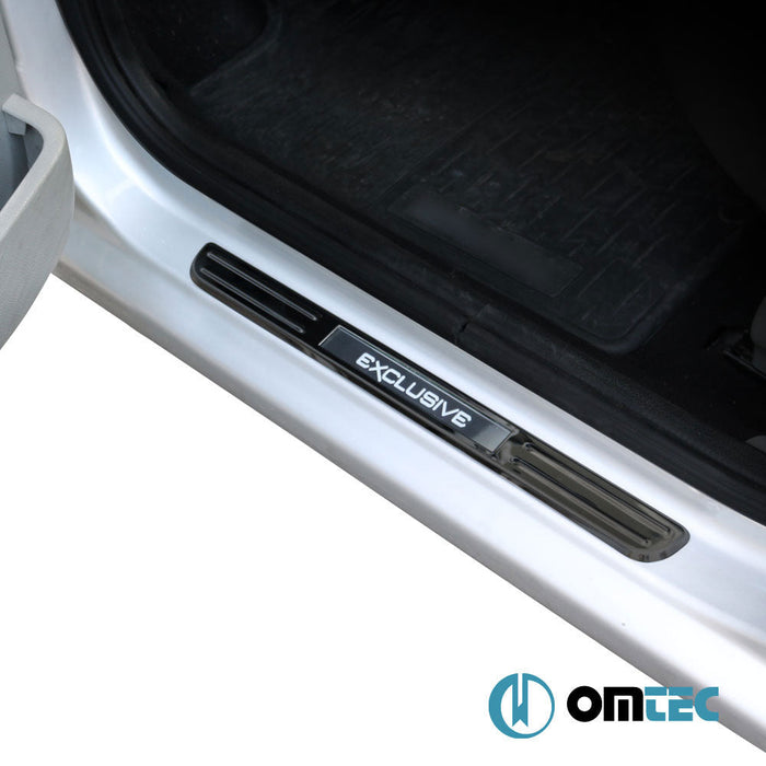 Kapı Eşiği (Işıklı - Exclusive - 45 cmx27 cm) 4 Prç. Paslanmaz Çelik (Siyah) - Universal