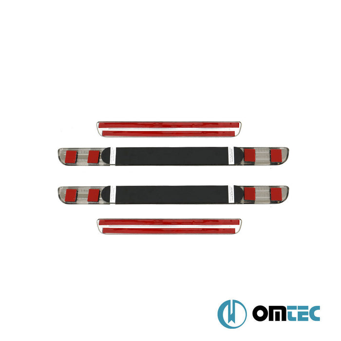 Kapı Eşiği (Işıklı - Exclusive - 45 cmx27 cm) 4 Prç. Paslanmaz Çelik (Siyah Taşlı) - Universal