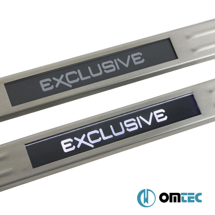 Kapı Eşiği (Işıklı - Exclusive - 45 cm) 2 Prç. Paslanmaz Çelik (Taşlı) - Universal