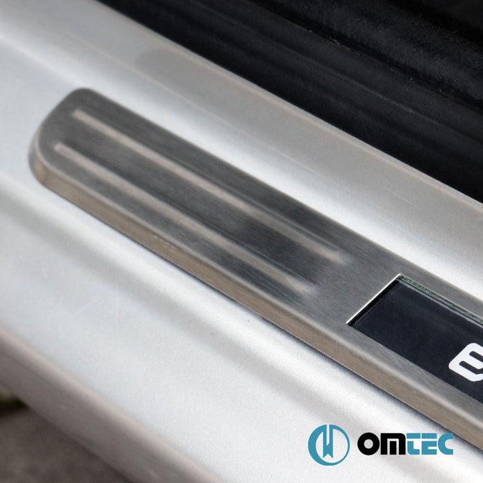 Kapı Eşiği (Işıklı - Exclusive - 45 cm) 2 Prç. Paslanmaz Çelik (Taşlı) - Universal