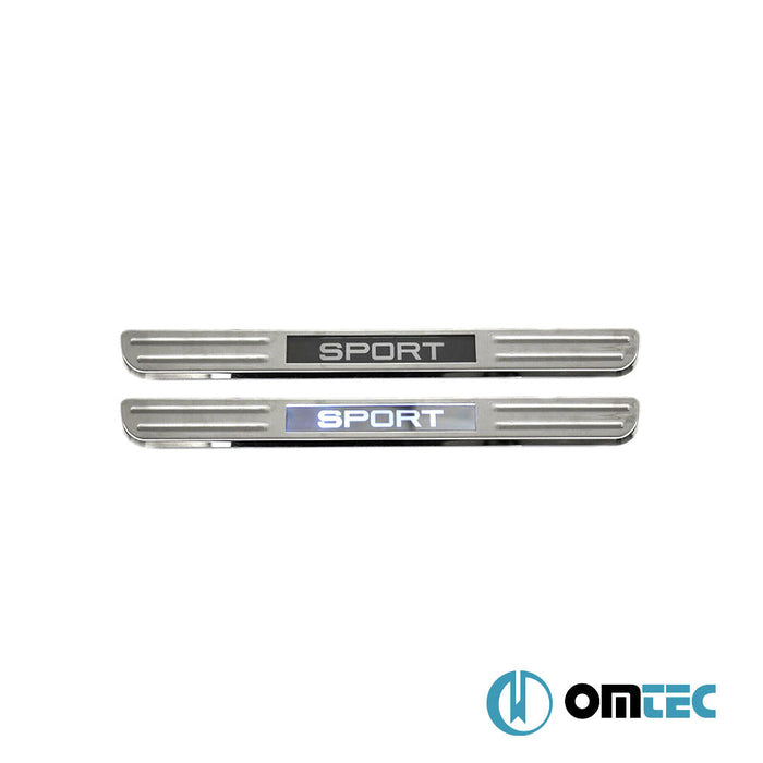 Kapı Eşiği (Işıklı - Sport - 45 cm) 2 Prç. Paslanmaz Çelik - Universal