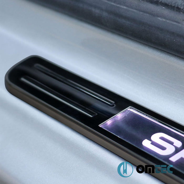 Kapı Eşiği (Işıklı - Sport - 45 cm) 4 Prç. Paslanmaz Çelik (Siyah) - Universal