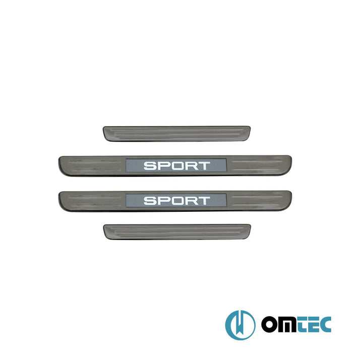 Kapı Eşiği (Işıklı - Sport - 45 cm) 4 Prç. Paslanmaz Çelik (Siyah) - Universal