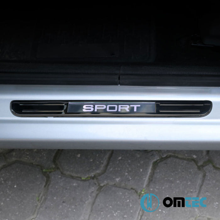 Kapı Eşiği (Işıklı - Sport - 45 cm) 4 Prç. Paslanmaz Çelik (Siyah) - Universal