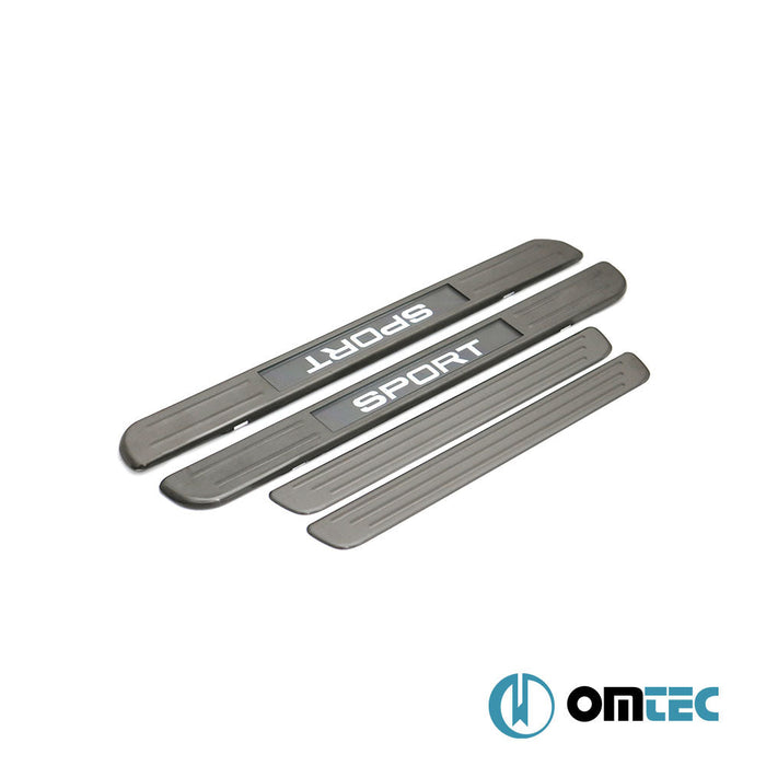 Kapı Eşiği (Işıklı - Sport - 45 cm) 4 Prç. Paslanmaz Çelik (Siyah) - Universal