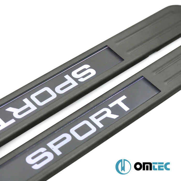 Kapı Eşiği (Işıklı - Sport - 45 cm) 4 Prç. Paslanmaz Çelik (Siyah) - Universal