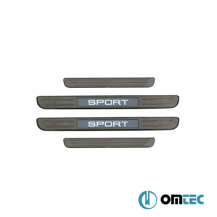 Kapı Eşiği (Işıklı - Sport - 45 cm) 4 Prç. Paslanmaz Çelik (Siyah Taşlı) - Universal