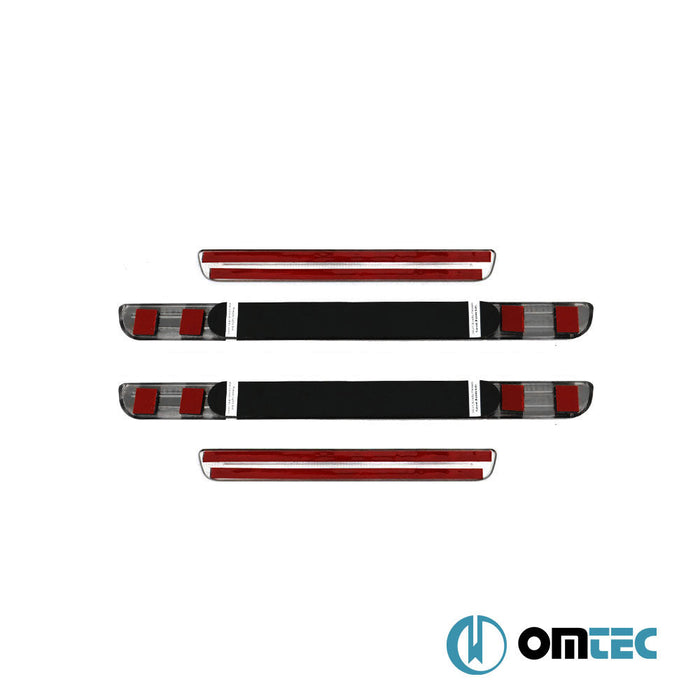 Kapı Eşiği (Işıklı - Sport - 45 cm) 4 Prç. Paslanmaz Çelik (Siyah Taşlı) - Universal