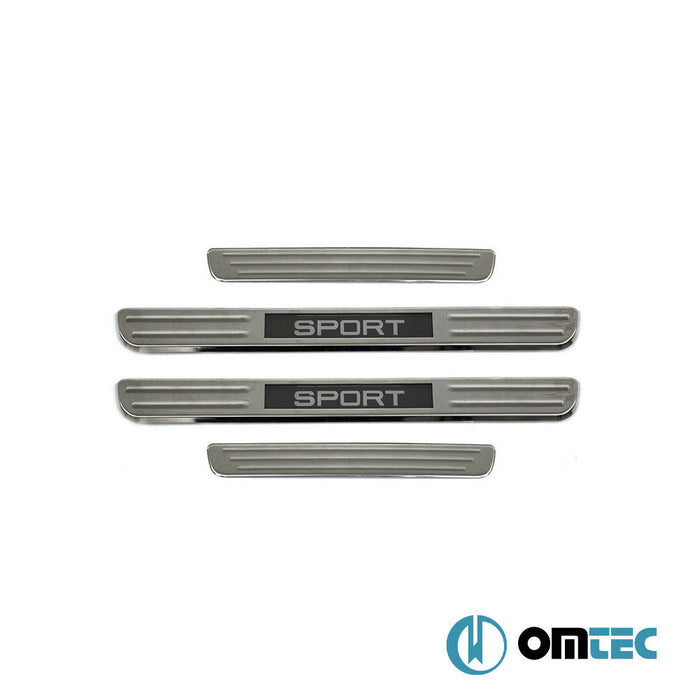 Kapı Eşiği (Işıklı - Sport - 45 cm) 4 Prç. Paslanmaz Çelik (Taşlı) - Universal