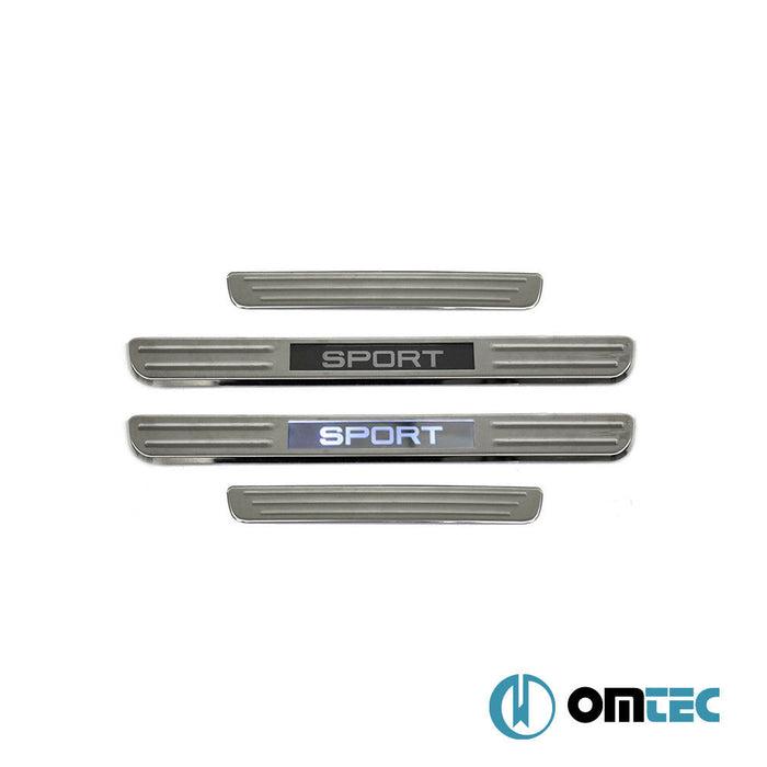 Kapı Eşiği (Işıklı - Sport - 45 cm) 4 Prç. Paslanmaz Çelik (Taşlı) - Universal