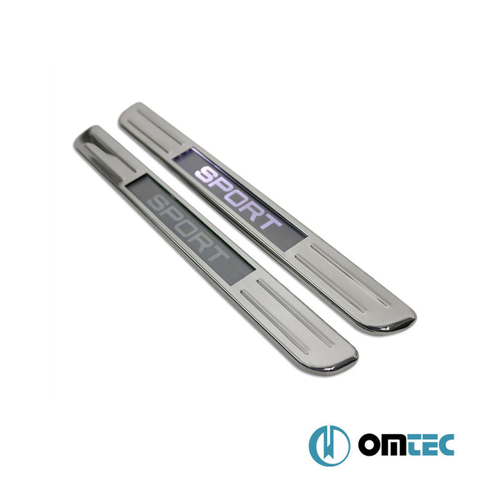 Kapı Eşiği (Işıklı - Sport - 38 cm) 2 Prç. Paslanmaz Çelik - Universal