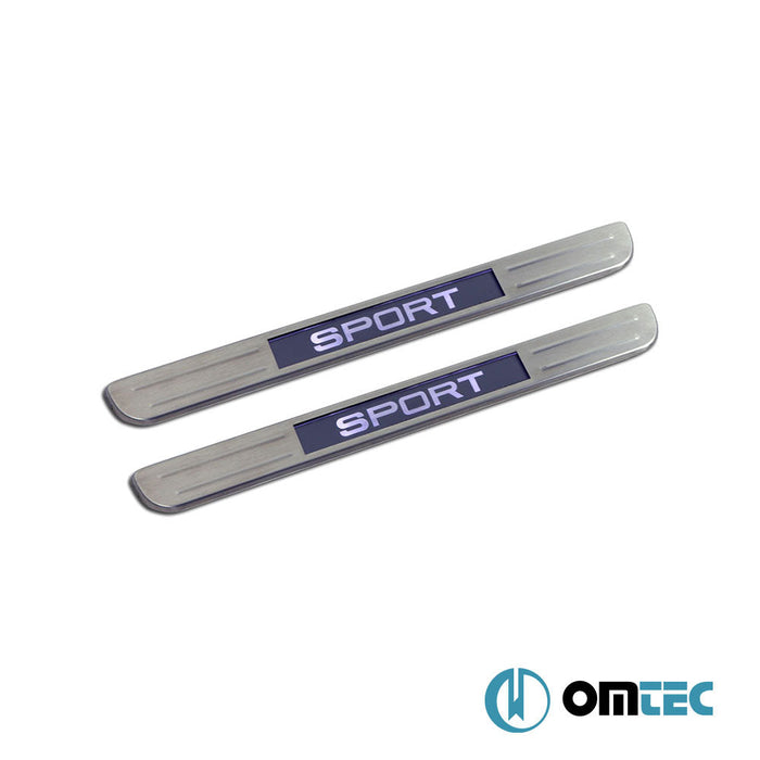 Kapı Eşiği (Işıklı - Sport - 38 cm) 2 Prç. Paslanmaz Çelik (Taşlı) - Universal