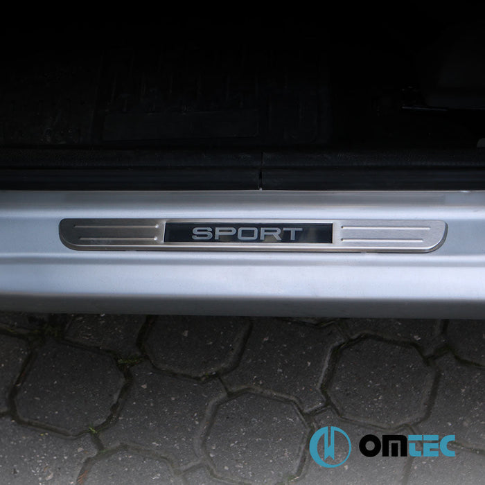 Kapı Eşiği (Işıklı - Sport - 38 cmx27 cm) 4 Prç. Paslanmaz Çelik (Taşlı) - Universal