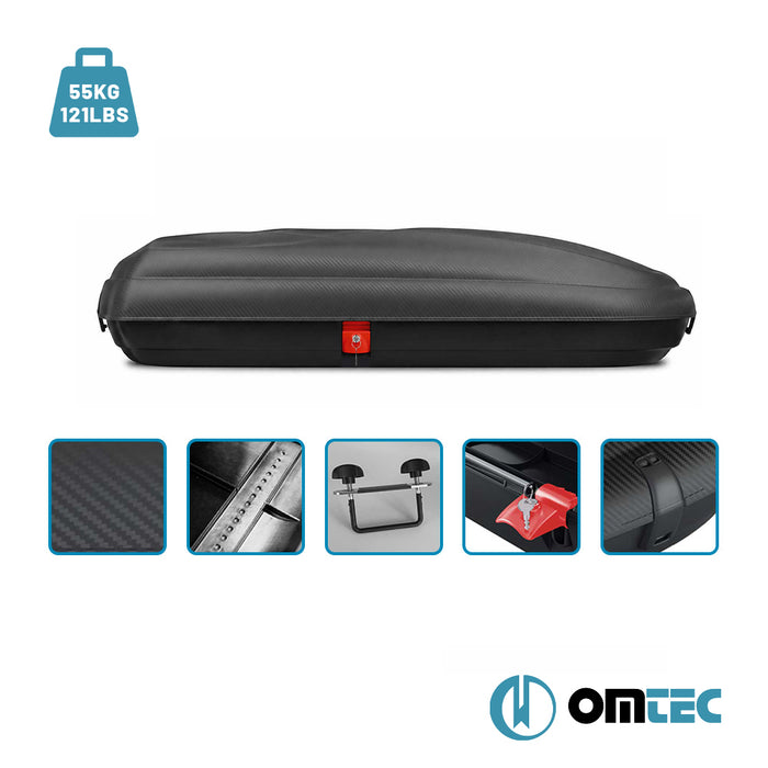 Omtec Portbagaj Araç Üstü Tavan Bagajı - 320 Lt. - Siyah - Universal