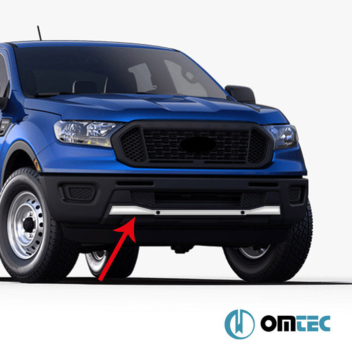 Ön Tampon Difüzör Çıtası 3 Prç. P.Çelik (Parlak) - Ford Ranger - PK T6 FL - I/FL - II - (2015 - 2022)