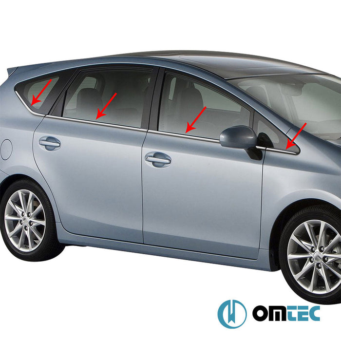 Cam Çıtası 8 Prç. Paslanmaz Çelik (Parlak) - Toyota Prius - SD XW30 FL - (2012 - 2014)